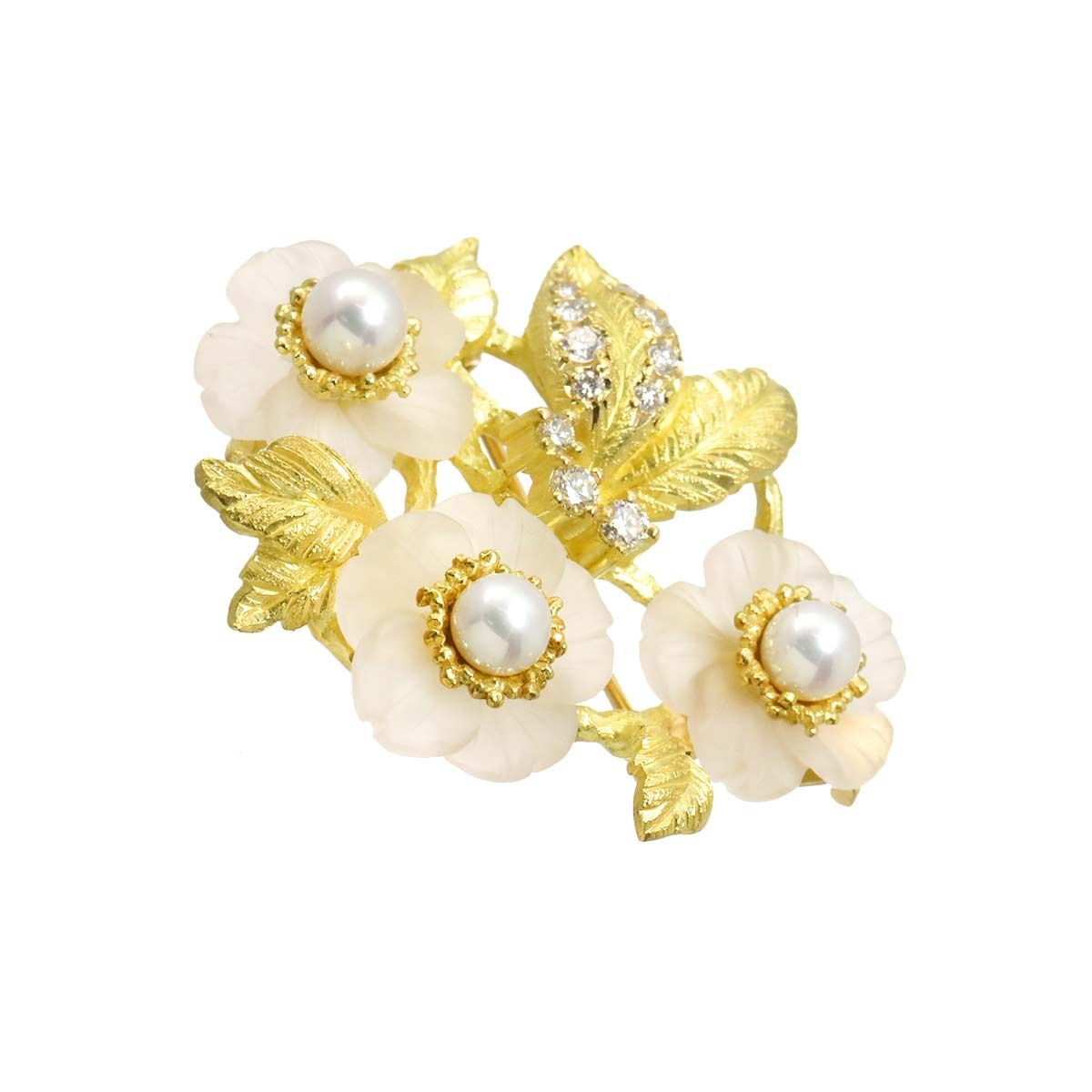 タサキ TASAKI アコヤ真珠 ダイヤ 0.31ct クォーツ ブローチ 兼 