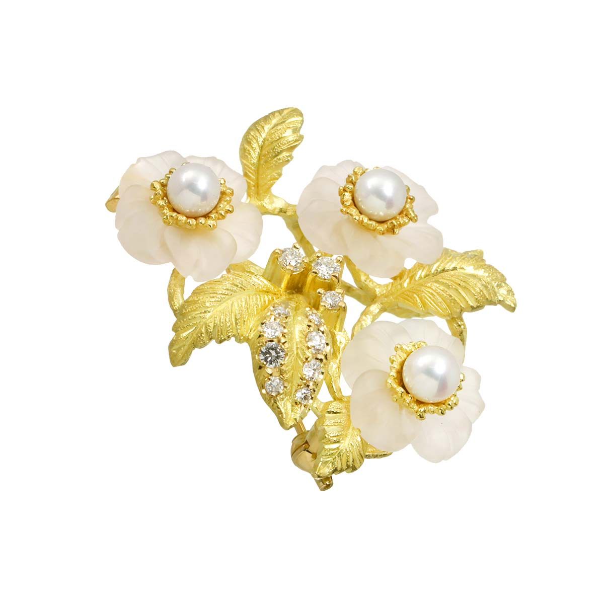 タサキ TASAKI アコヤ真珠 ダイヤ 0.31ct クォーツ ブローチ 兼 