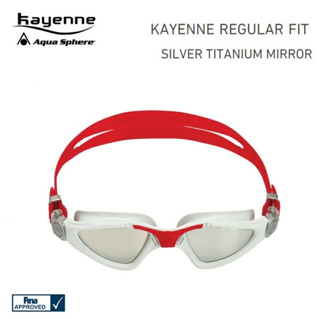 Aqua Sphere (アクアスフィア) KAYENNE (カイエン) SILVER TITANIUM MIRROR (シルバーチタニウムミラーレンズ) レギュラーフィットゴーグル GREY/RED/LMR [191990]