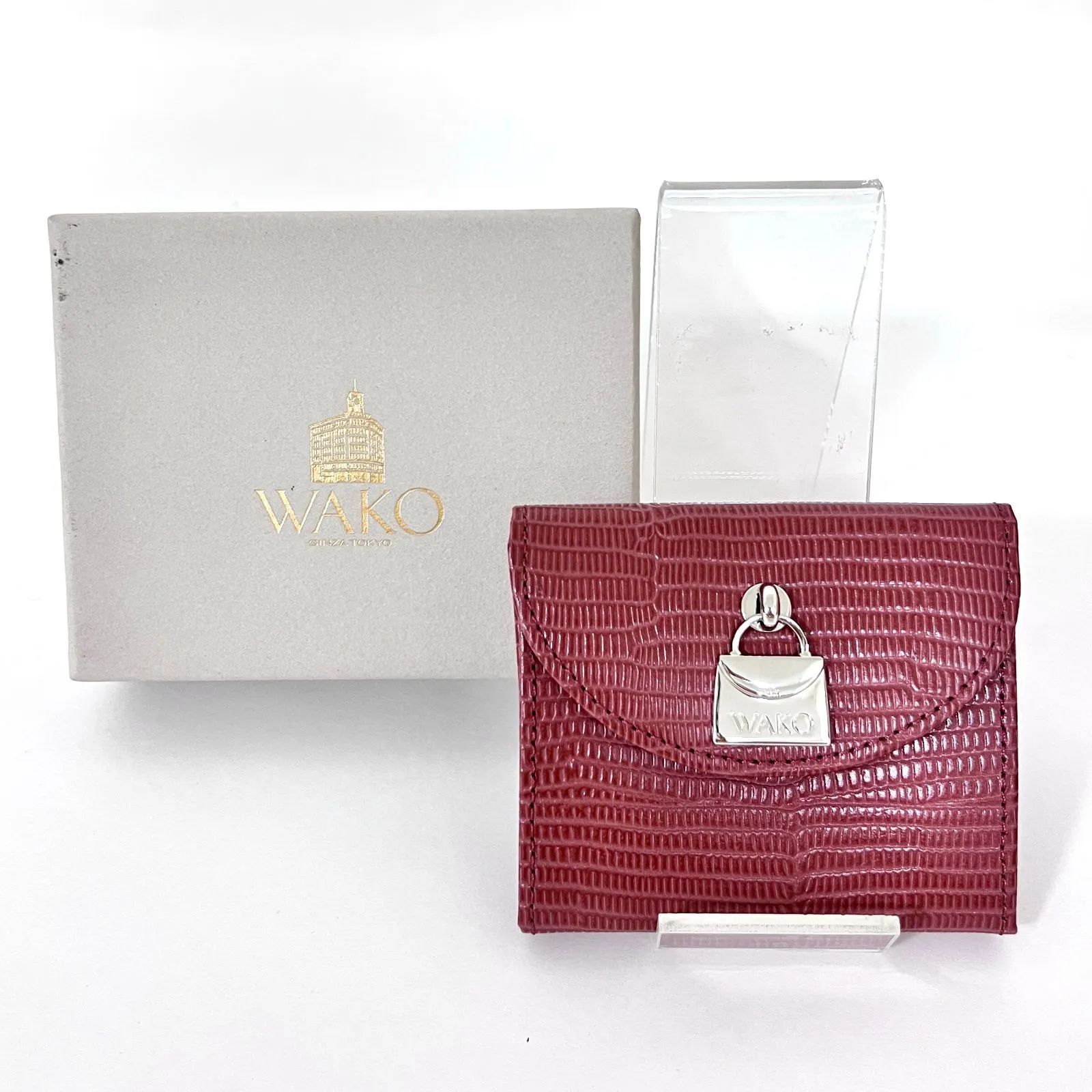 【未使用】和光 WAKO 二つ折り財布　小銭入れ付き　ウォレット WAKO 和光 ワコー 二つ折り財布 バッグチャーム付き ウォレット レザー