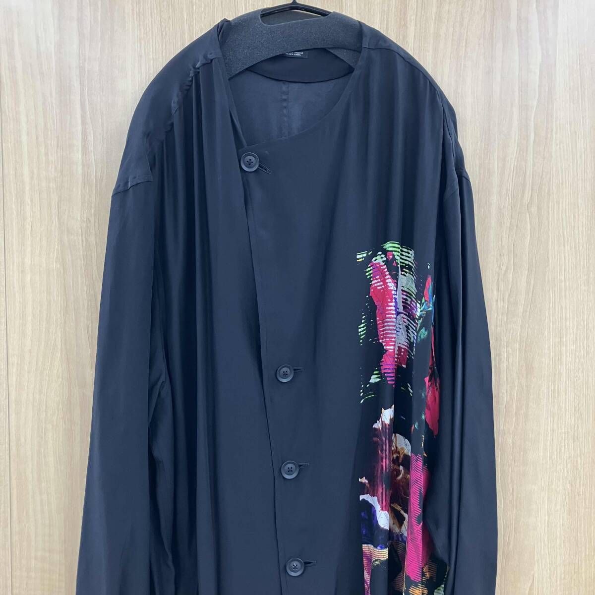 22ss YOHJI YAMAMOTO POUR HOMME 花図鑑シルクドレスシャツ 3 ブラック 