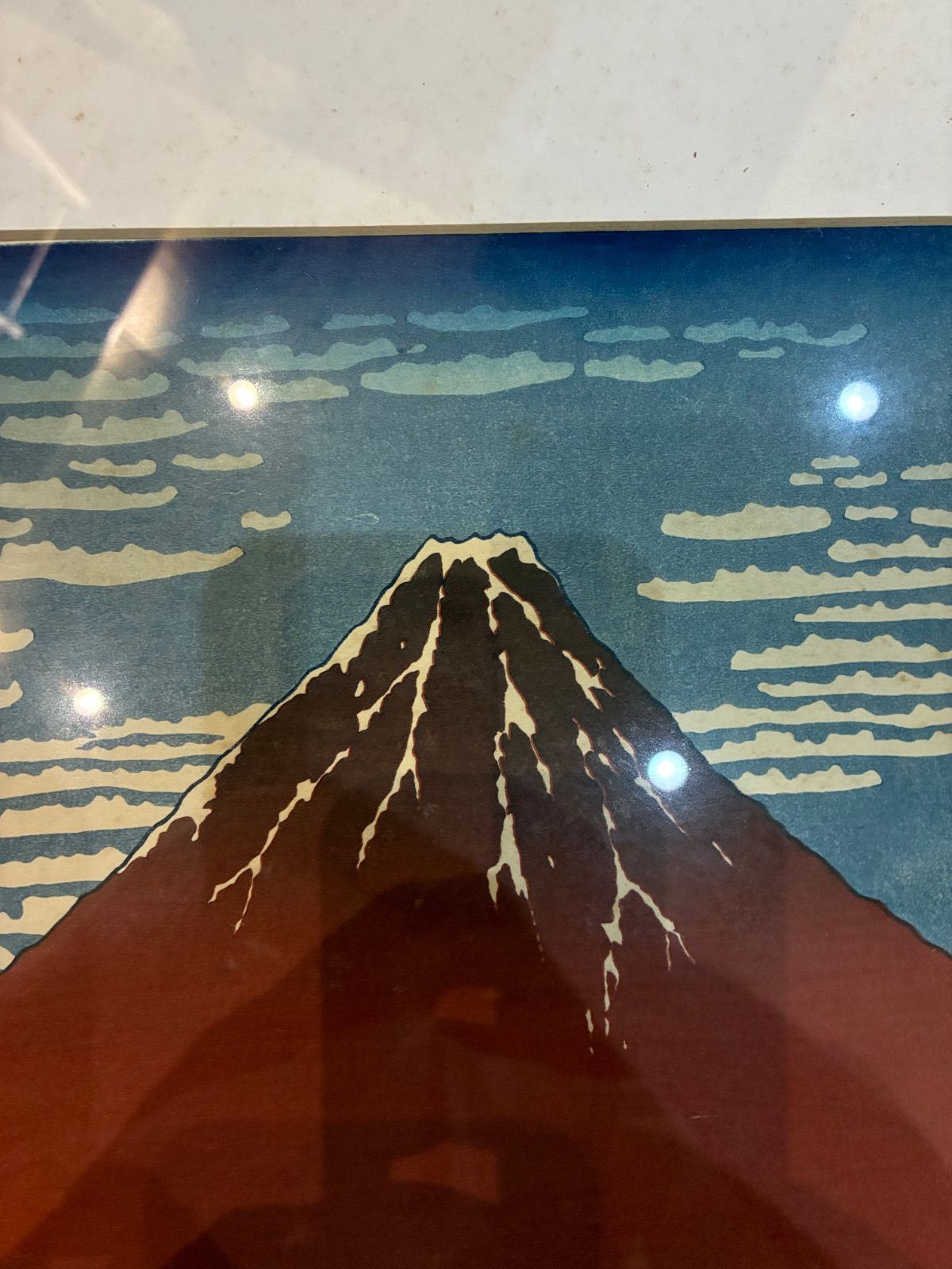 木版画 葛飾北斎 額装 真作保証 凱風快晴（赤富士） 初版1831～34頃