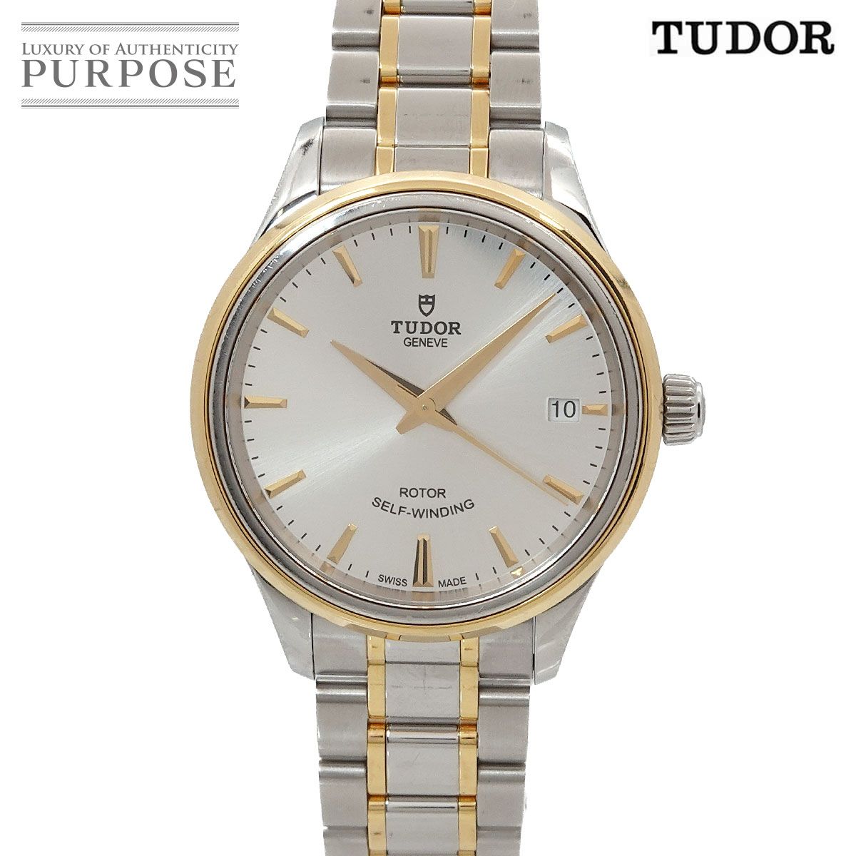 チューダー チュードル TUDOR スタイル コンビ 12303 ボーイズ 腕時計 デイト シルバー G イエローゴールド 自動巻き Style 90323302 チューダー チュードル TUDOR スタイル コンビ 12303 ボーイズ 腕時計
