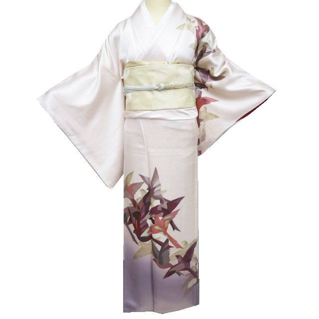 訪問着 着物 中古 正絹 袷 フォーマル 紋付き 鳥の図 地模様 七宝模様