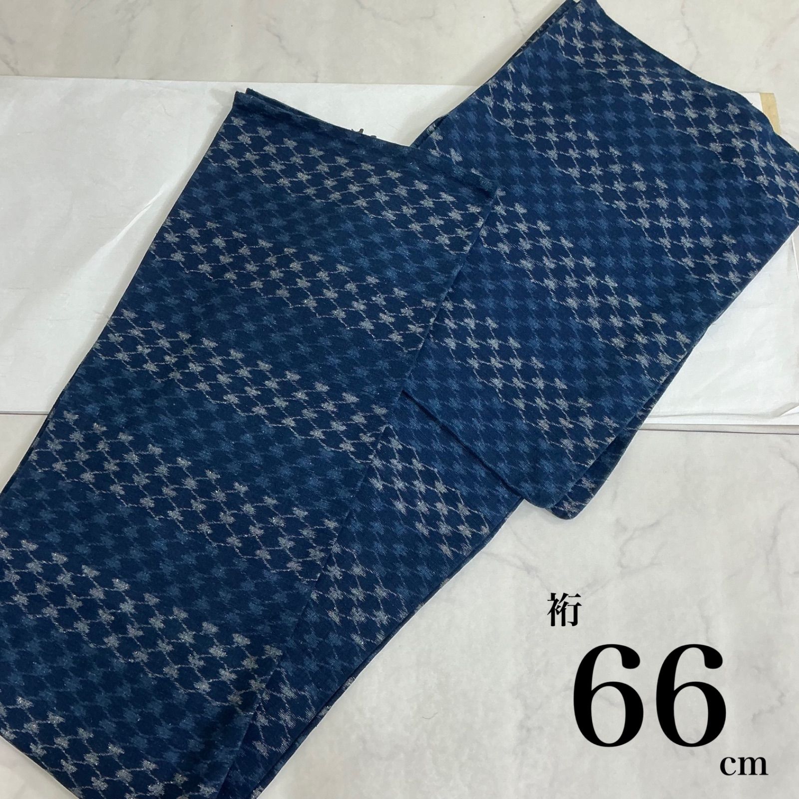 kimono+one◆kimonoarisa◆美品◆単衣◆本場久留米絣◆本藍染手織り木綿◆裄長◆裄66肩丈155◆
