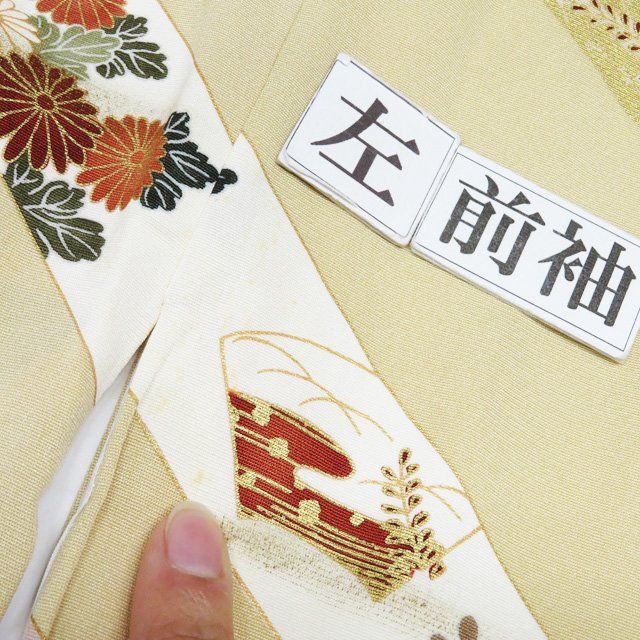 訪問着 着物 中古 正絹 袷 フォーマル 金駒刺繍 本加工 花模様 枯色 多