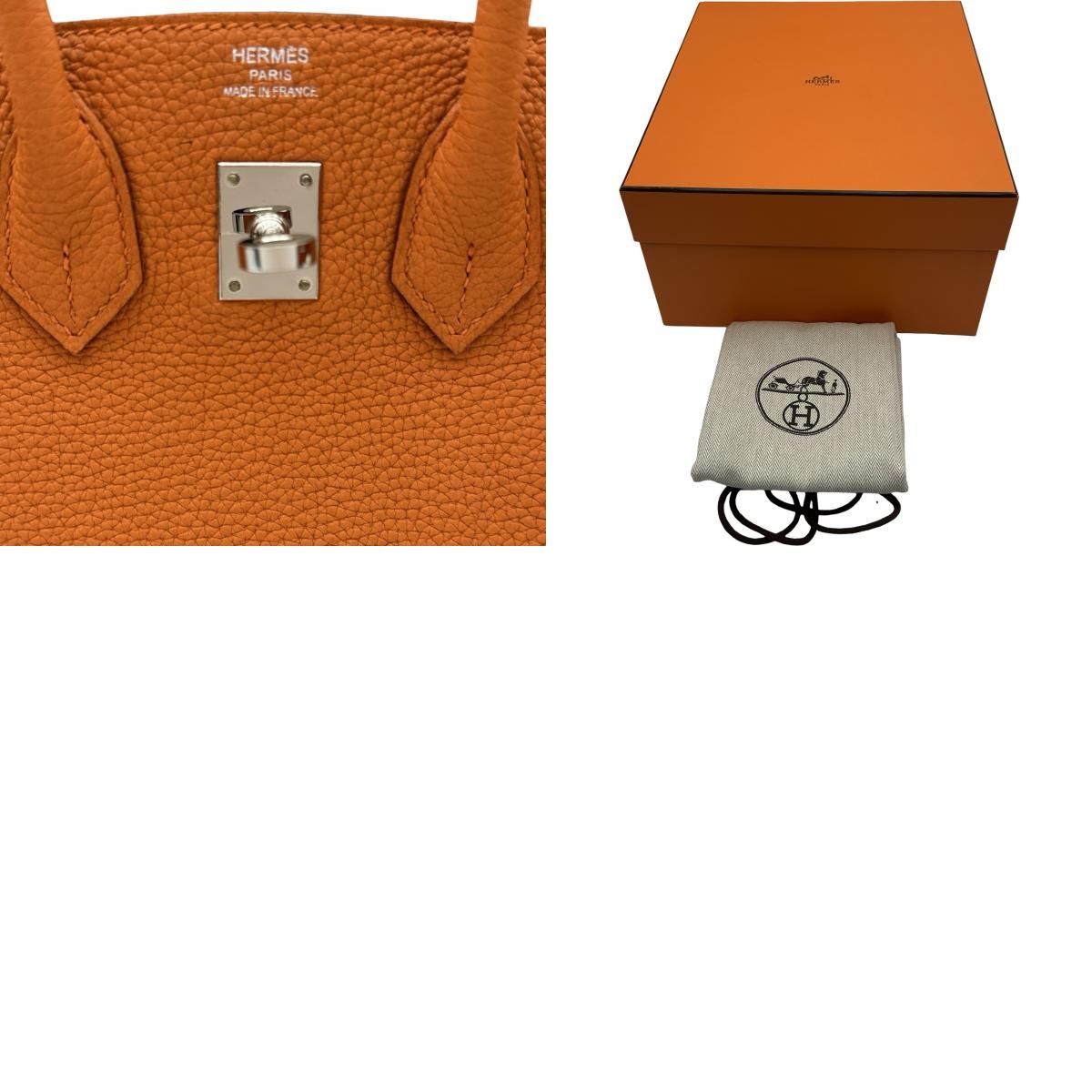 エルメス HERMES バーキン25 W刻 オレンジ シルバー金具 トゴ 