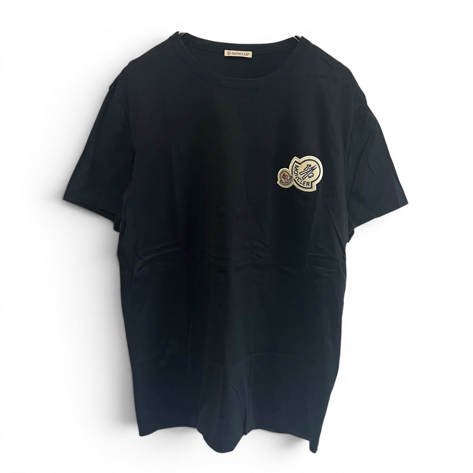 MONCLER モンクレール Tシャツ 半袖 ダブルロゴパッチ ブラック - メルカリ