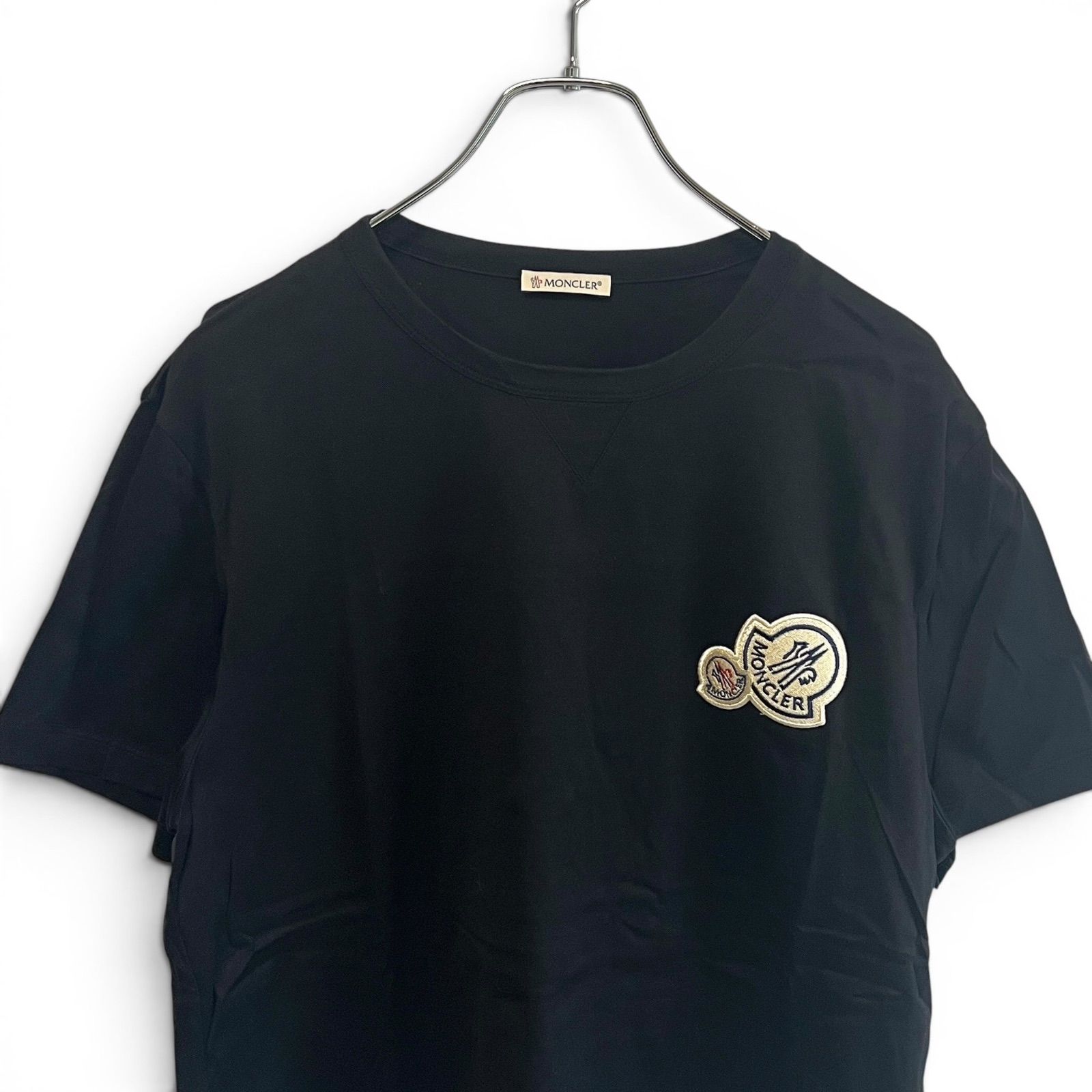 MONCLER モンクレール Tシャツ 半袖 ダブルロゴパッチ ブラック - メルカリ
