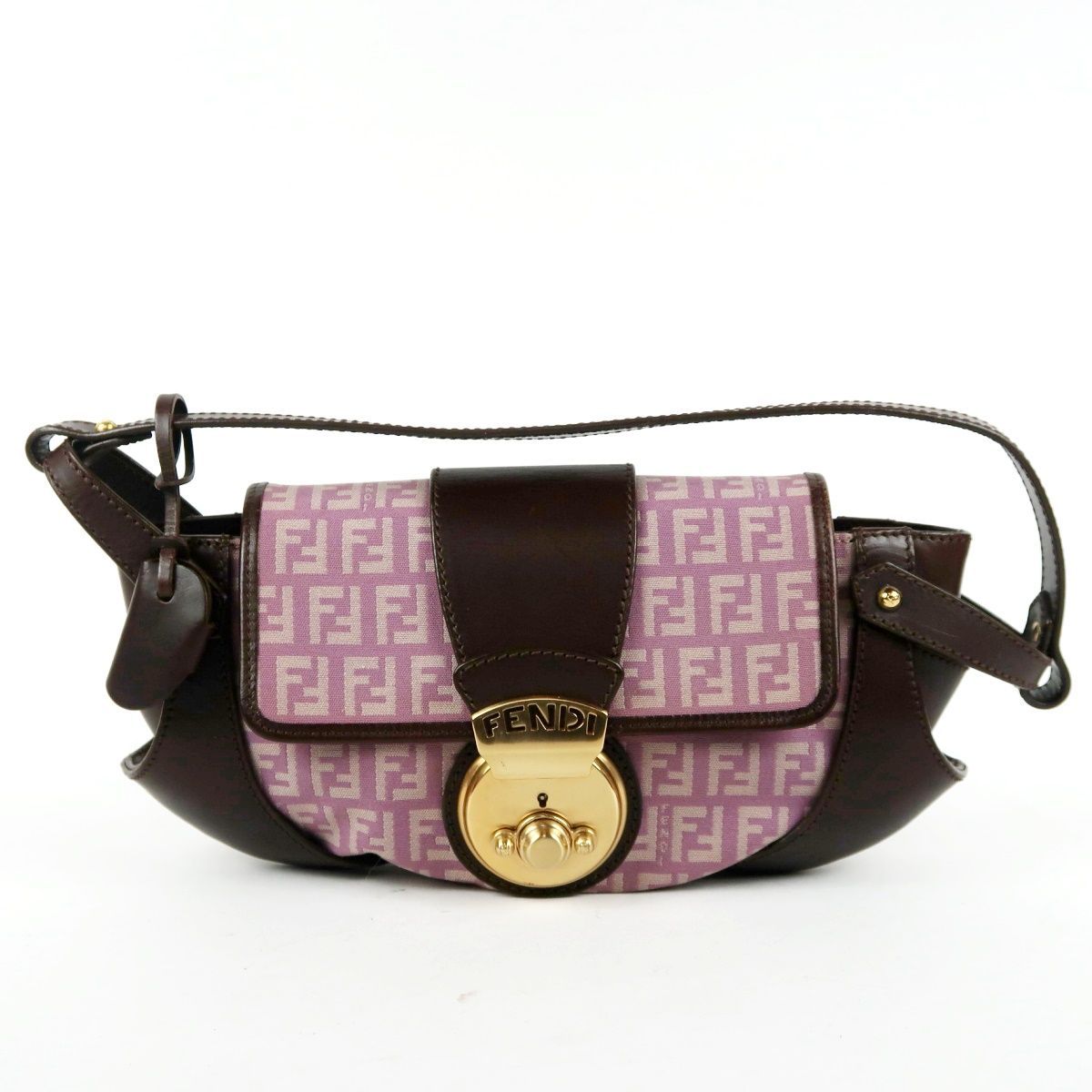 美品】FENDI フェンディ イタリア製 ズッキーノ ピンク系 ショルダー 