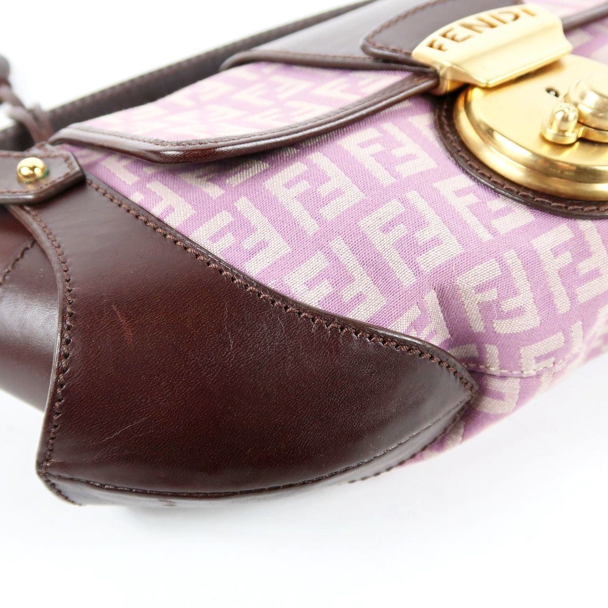 美品】FENDI フェンディ イタリア製 ズッキーノ ピンク系 ショルダー 