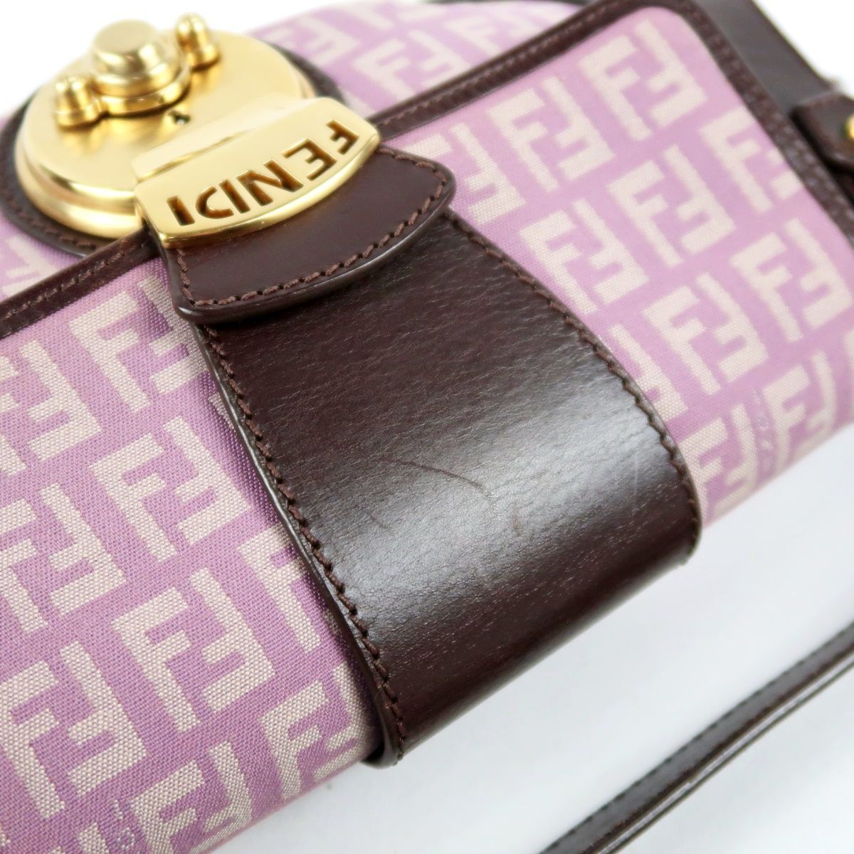 美品】FENDI フェンディ イタリア製 ズッキーノ ピンク系 ショルダー 