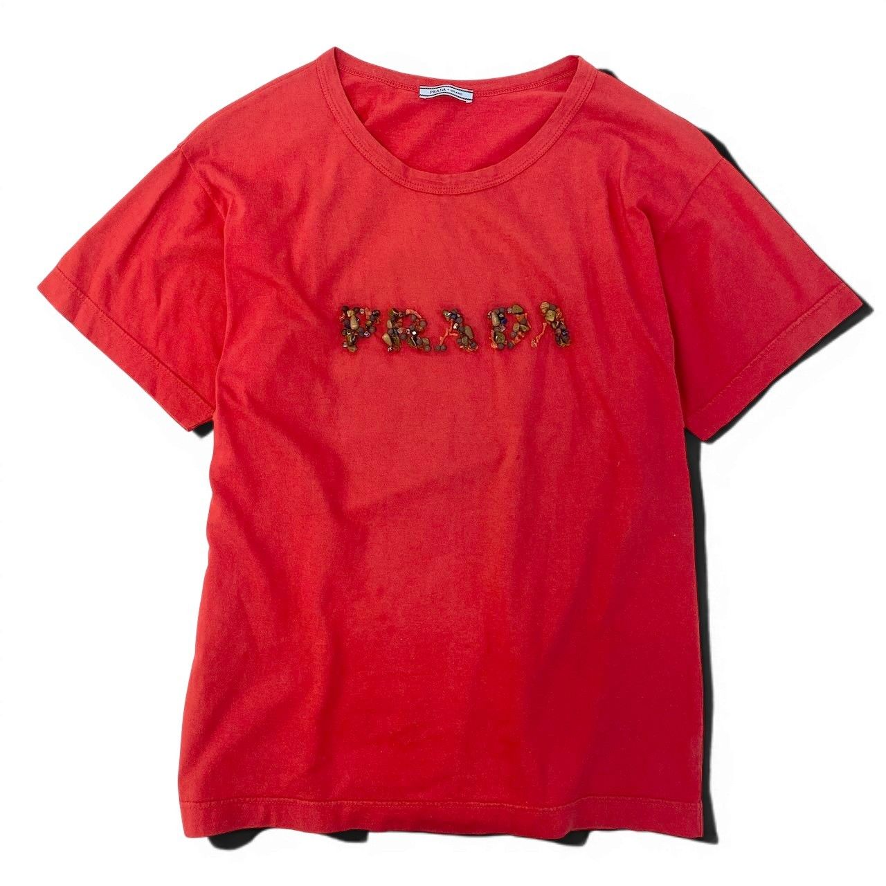 12d27 PRADA プラダ フロントロゴ カットソー クルーネック 半袖T 