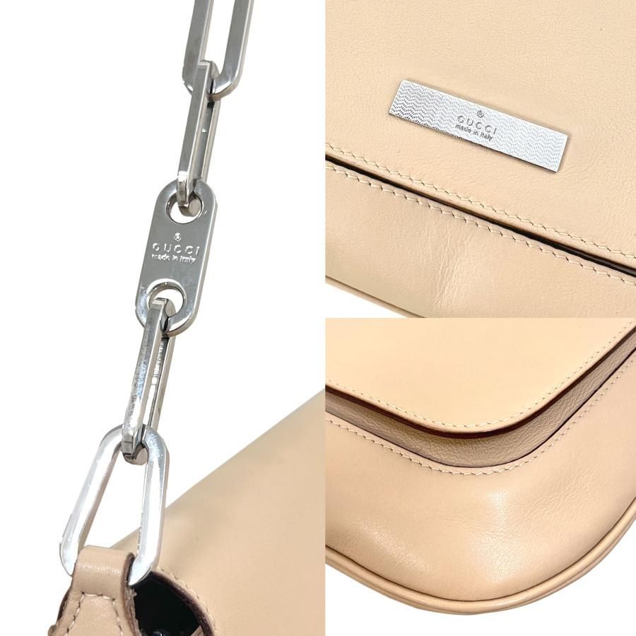 GUCCI グッチ バッグ レザー 肩掛け チェーンショルダー べージュ