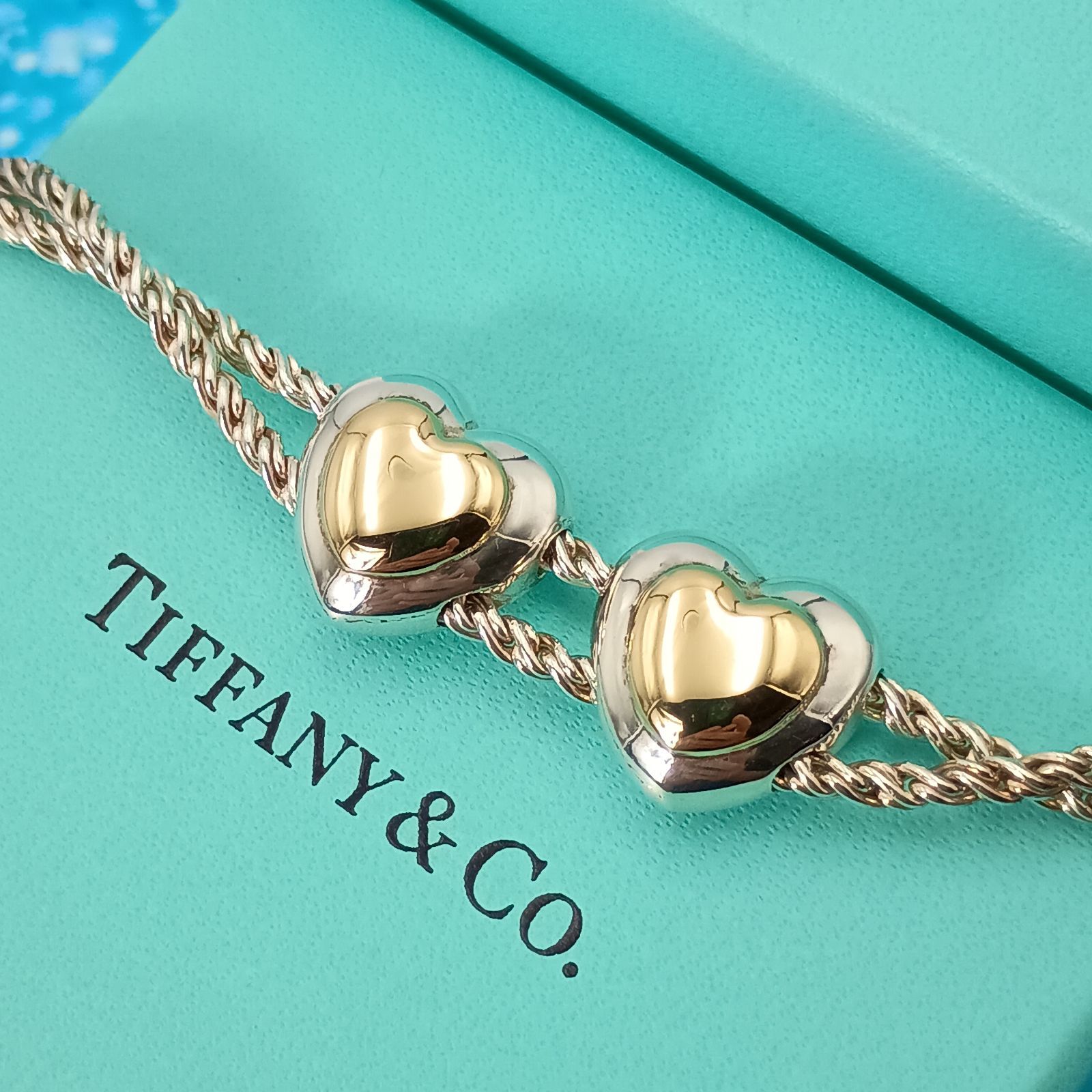 ティファニー　ネックレス　ハート　ロープ TIFFANY&Co. ティファニー ダブルロープ ハート コンビ ネックレス