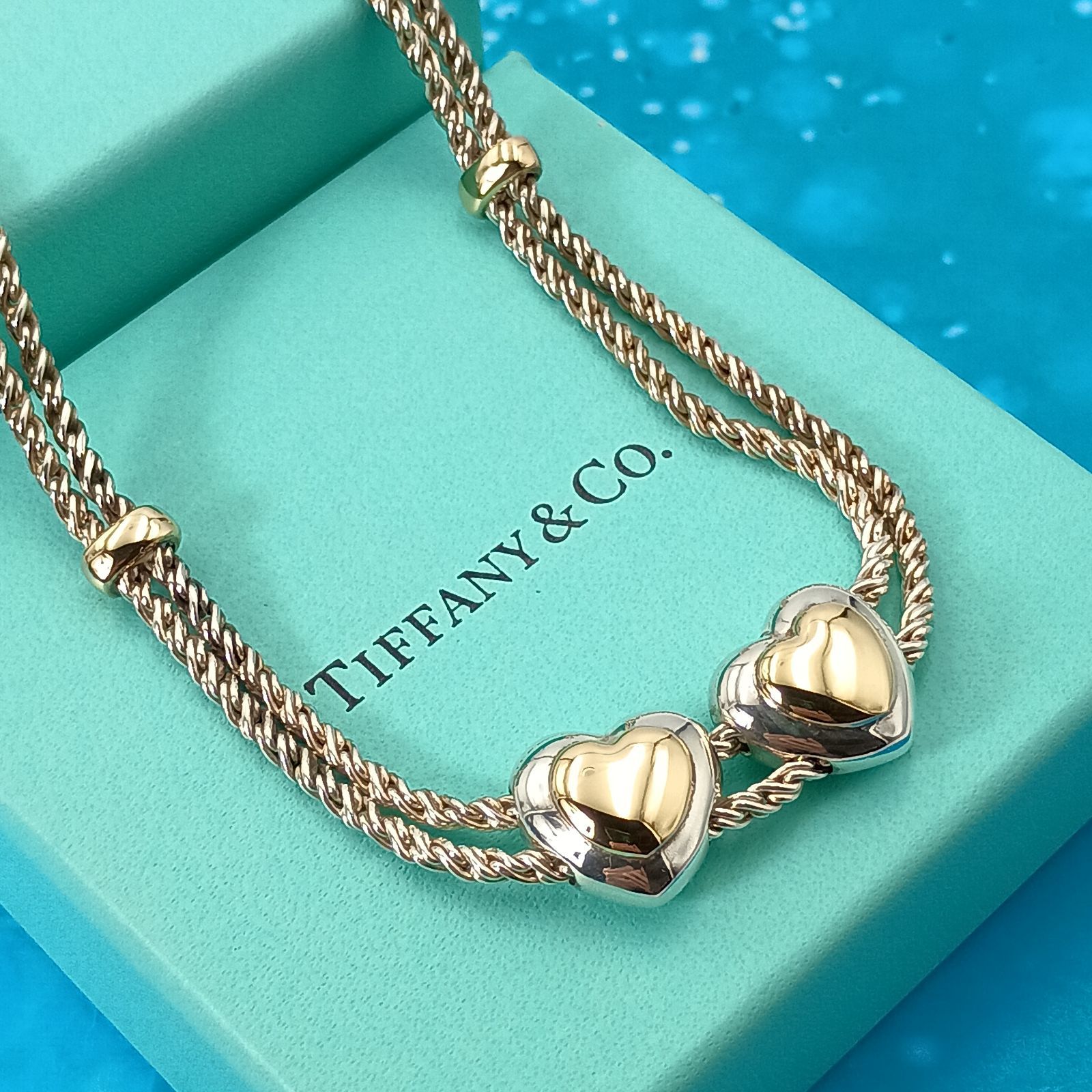 TIFFANY&Co. ティファニー ダブルロープ ハート コンビ ネックレス