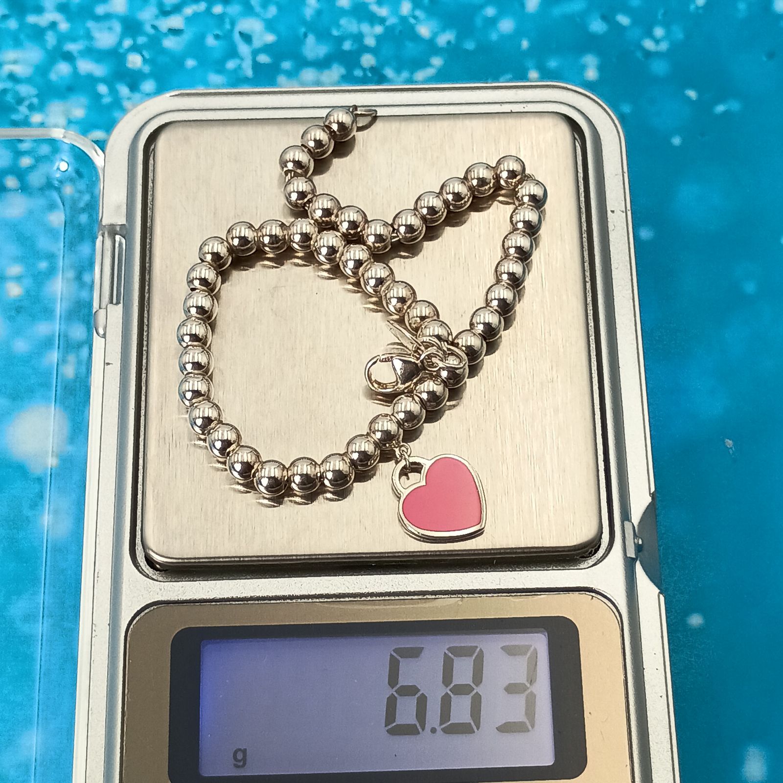 TIFFANY&Co. ティファニー ボールチェーン ピンク ハート ブレスレット