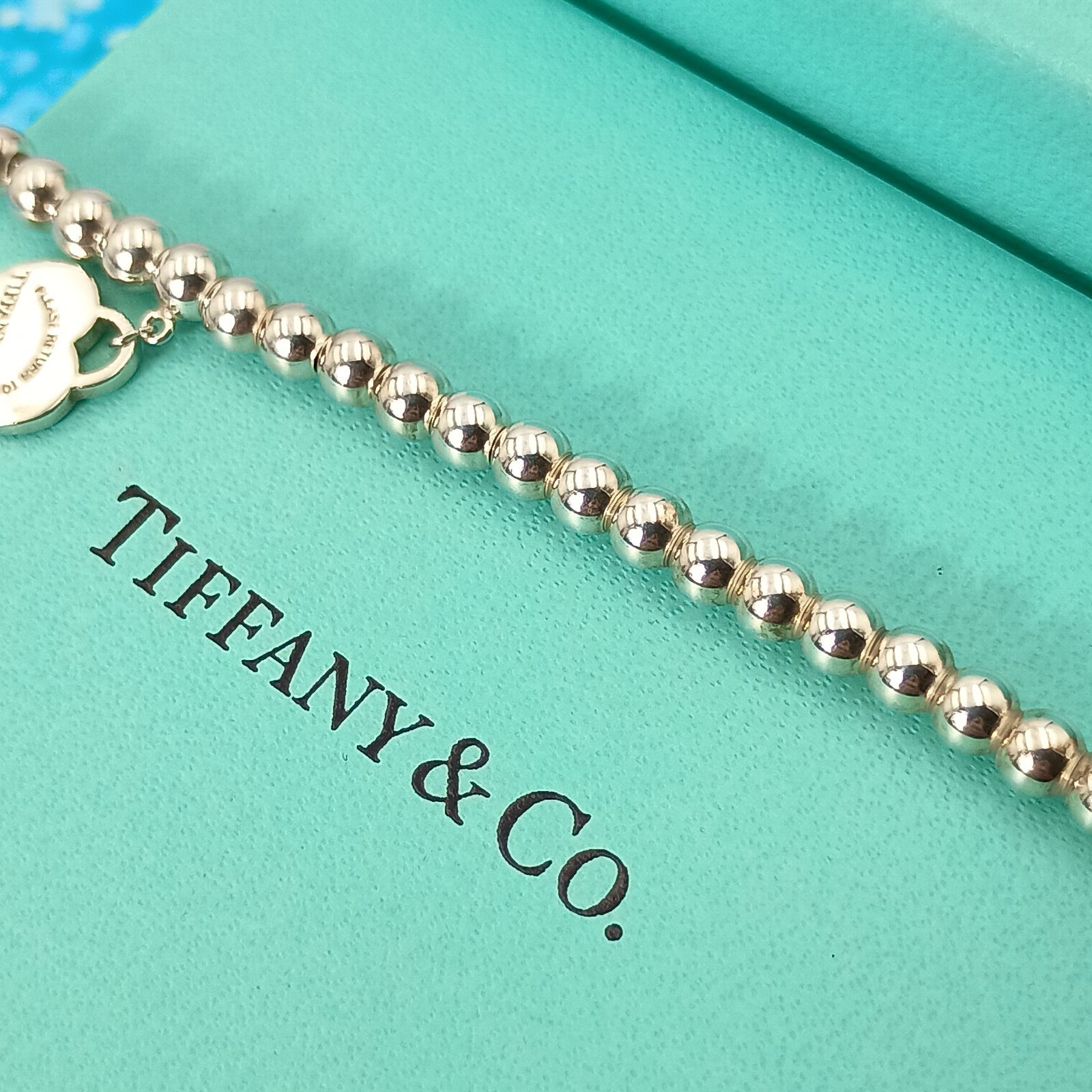 TIFFANY&Co. ティファニー ボールチェーン ピンク ハート ブレスレット