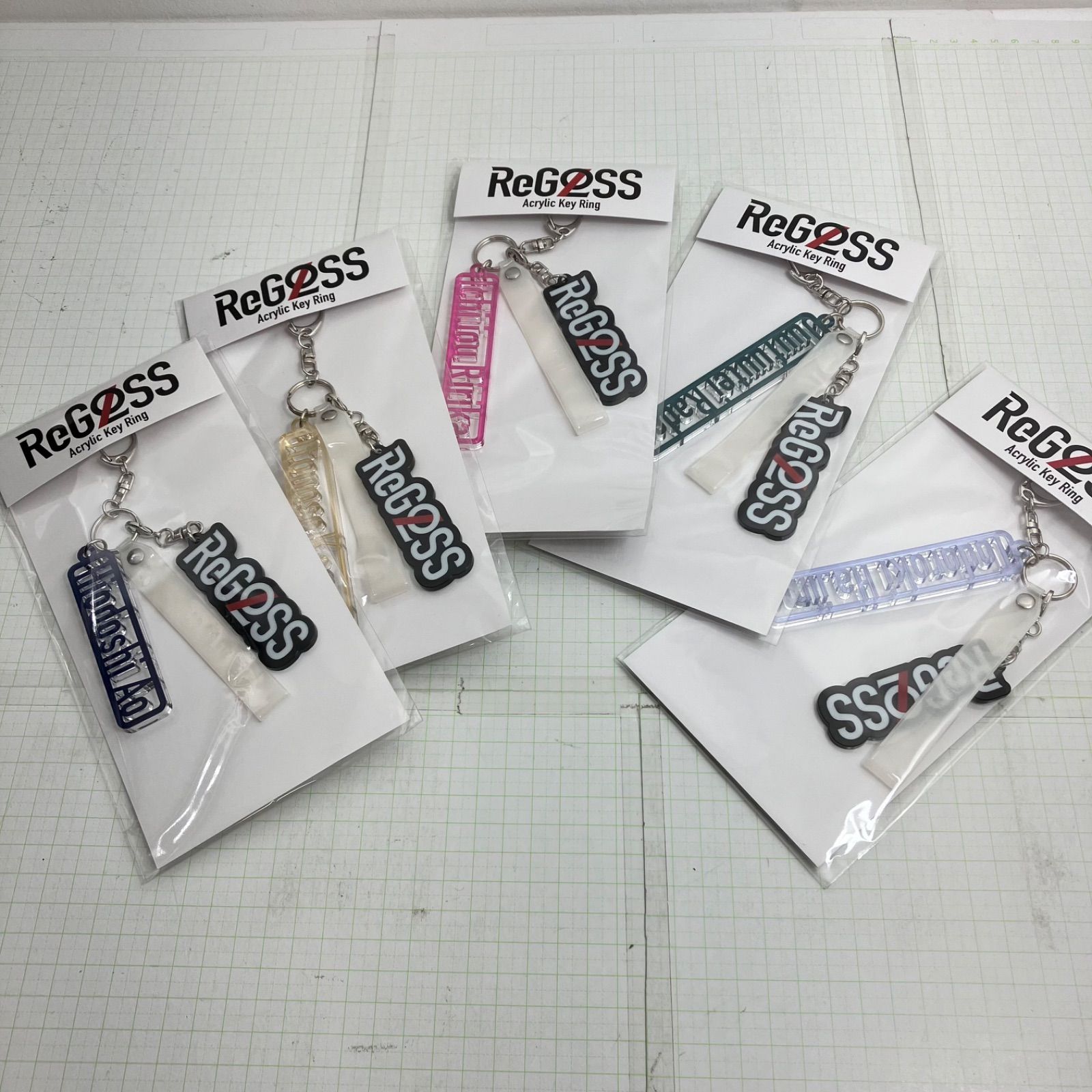 【瀬戸店】未開封 ReGLOSS　リグロス デビュー記念　ネームキーホルダー５個セット（火威 青・音乃瀬 奏・一条 莉々華・儒烏風亭 らでん・轟 はじめ）【718-5651】