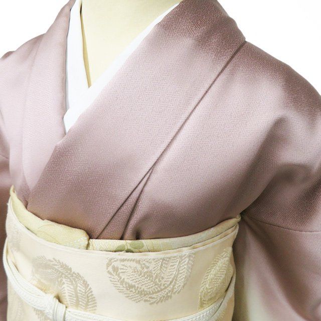 特選 付け下げ 付下げ 訪問着 着物 中古 袷 紋付 福田喜三郎 刺繍 地模様 梅鼠色 青白橡色 金 身丈158.5cm 裄62.5cm M きもの北條 A1349-5 特選 付け下げ 付下げ 訪問着 着物 中古 袷 紋付 福田喜三郎 刺繍 地
