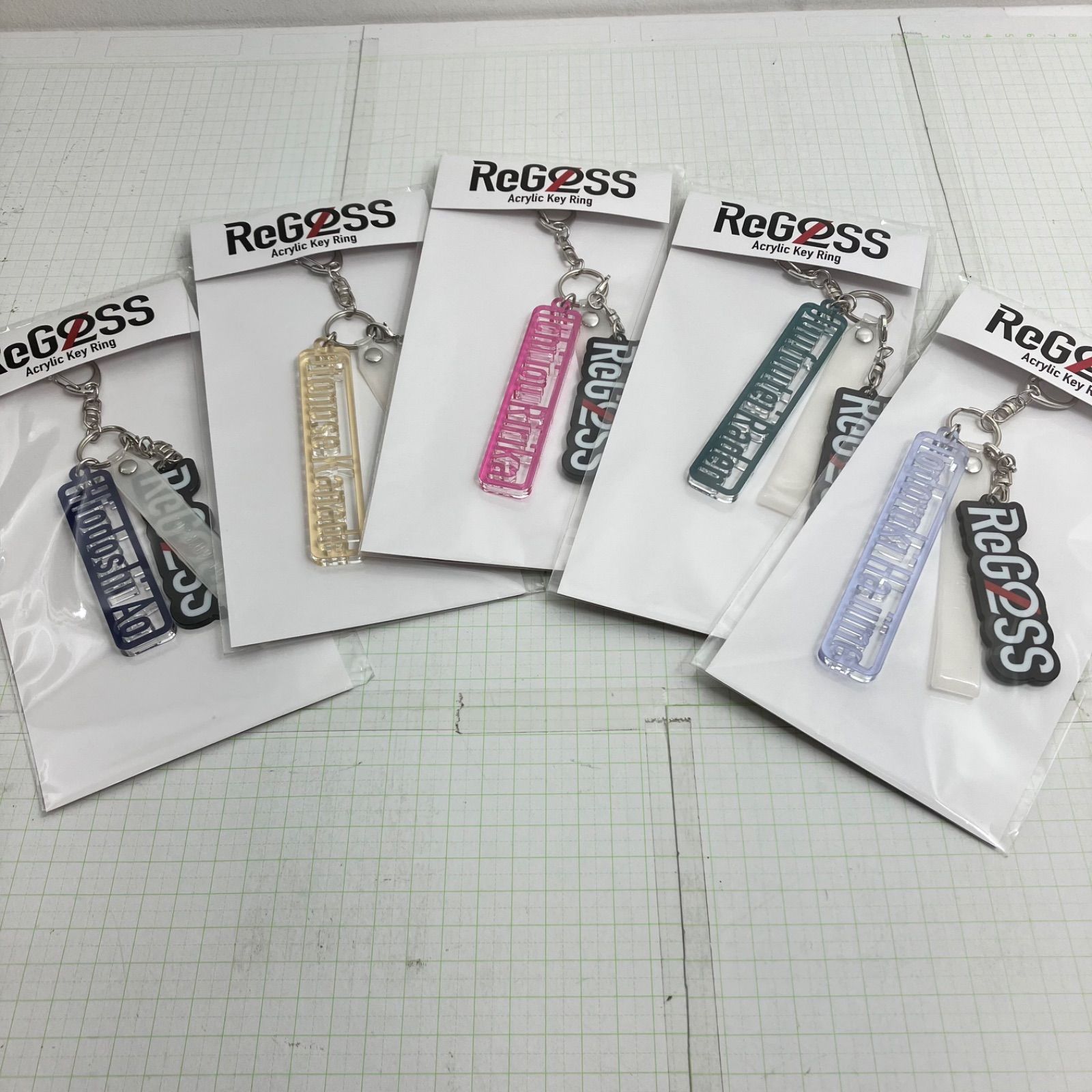 【瀬戸店】未開封 ReGLOSS　リグロス デビュー記念　ネームキーホルダー５個セット（火威 青・音乃瀬 奏・一条 莉々華・儒烏風亭 らでん・轟 はじめ）【718-5653】