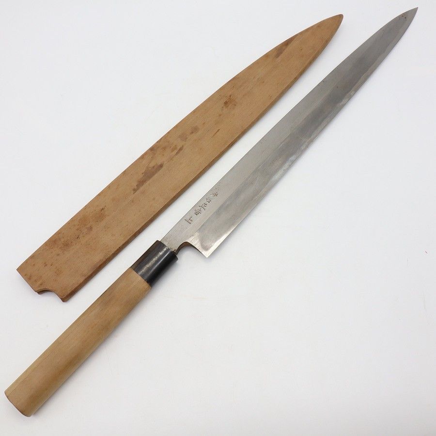 尚台正吉 上 柳包丁 尺一 栗型柄 鞘付 刃渡り約330mm 和包丁 柳刃