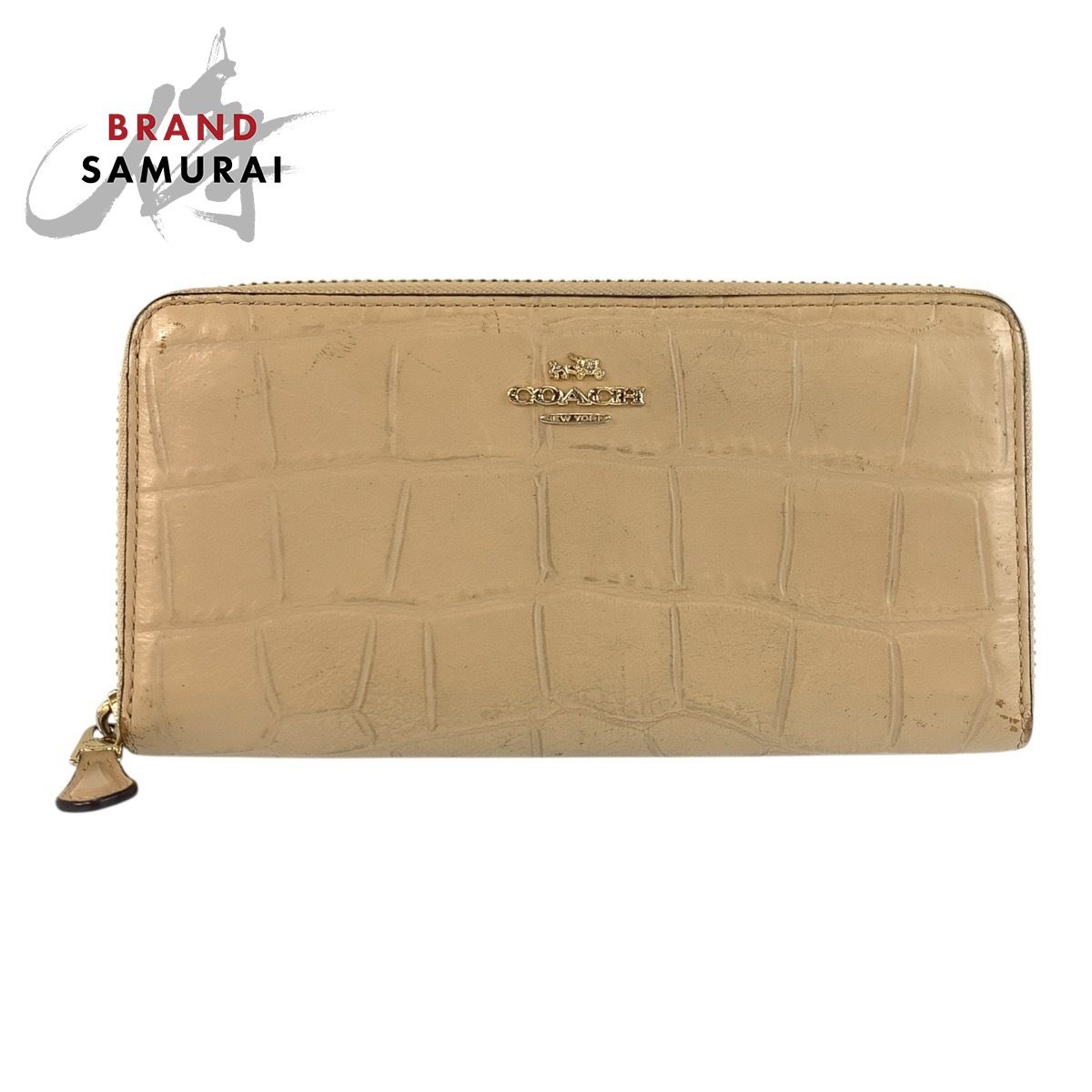 COACH ゴールド (2点) COACH コーチ 型押し ベージュ ゴールド金具 レザー F54757 長財布