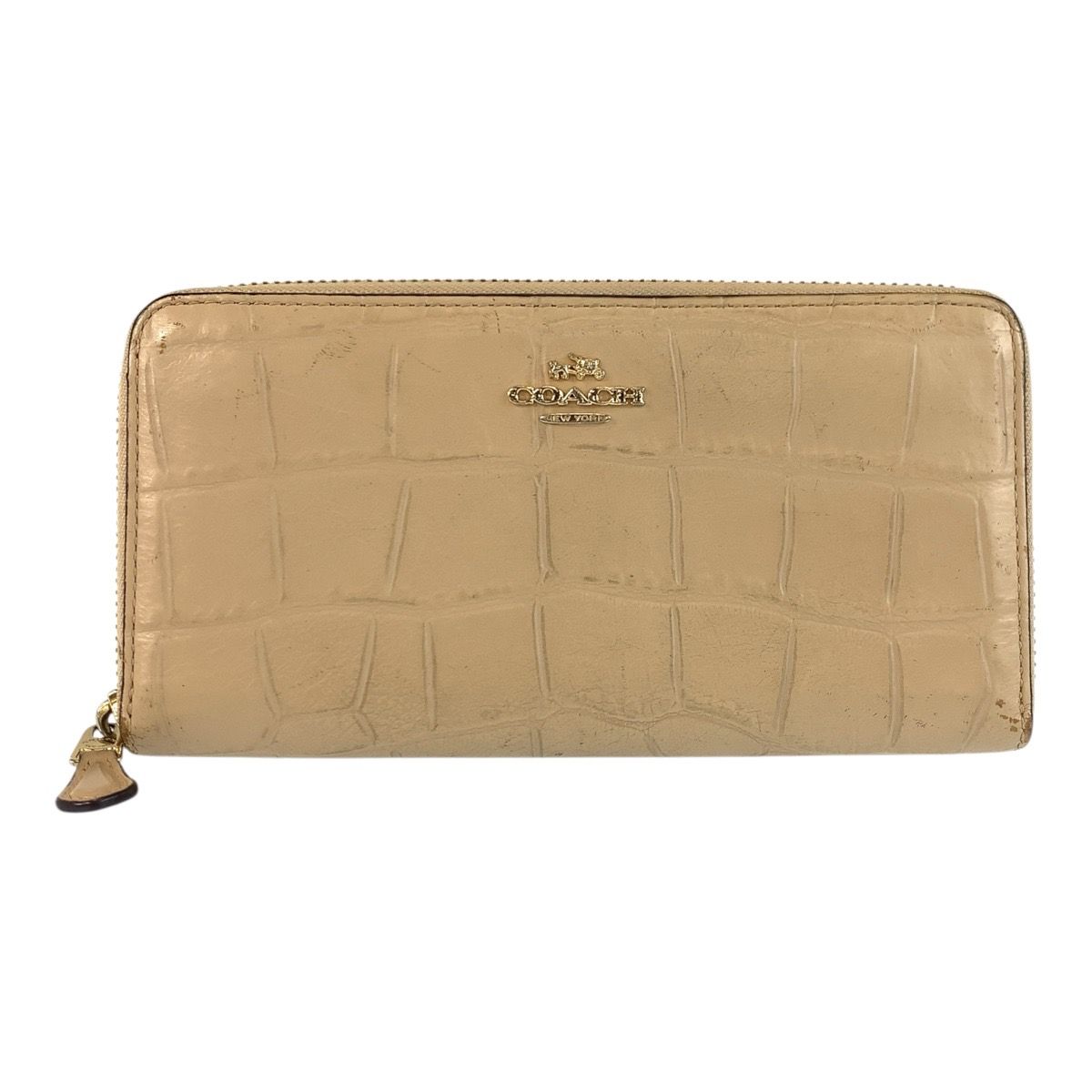 『中古』COACH ベージュ 二つ折り財布 中古・古着通販】COACH (コーチ) 2つ折り財布 ベージュ｜ブランド