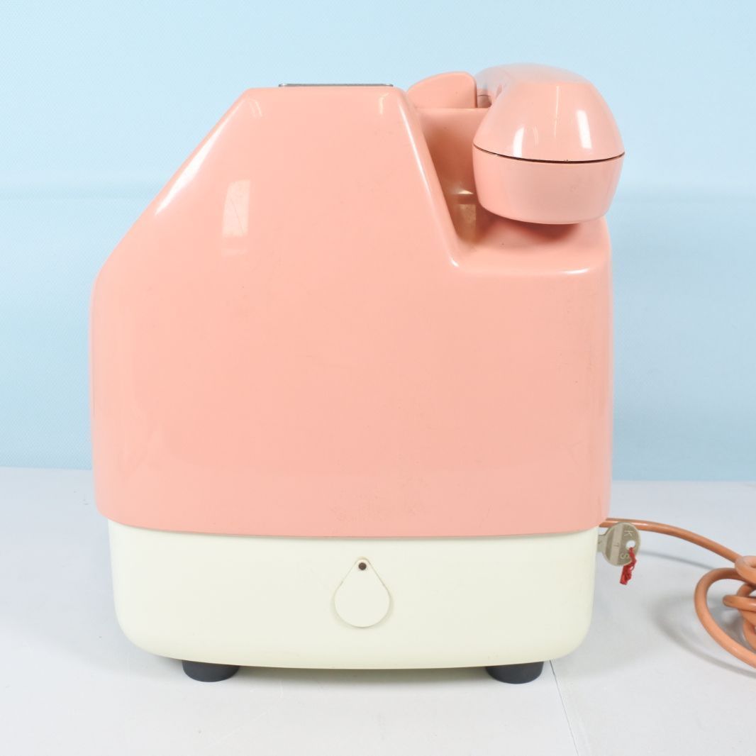 大清水68-1-0423]昭和レトロ ダイヤル式ピンク電話機 公衆電話 動作