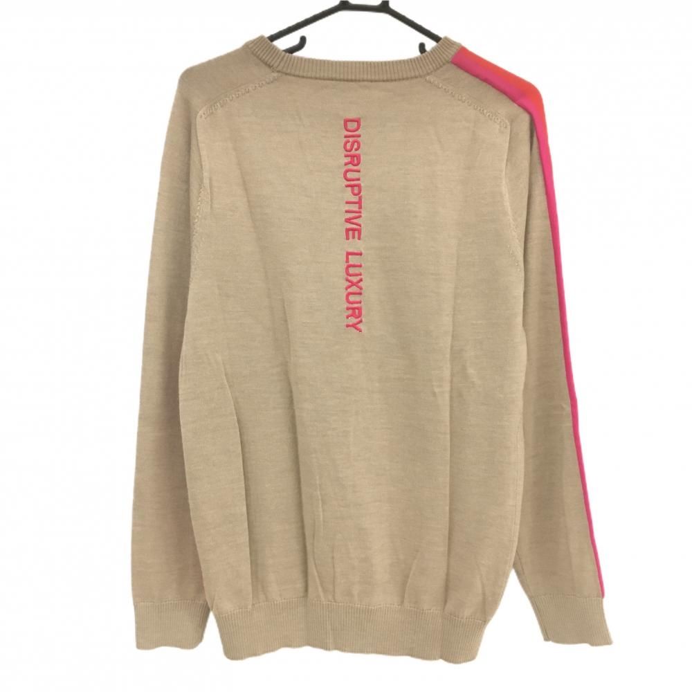 超美品】ジーフォア セーター ライトブラウン×レッド ウール・シルク