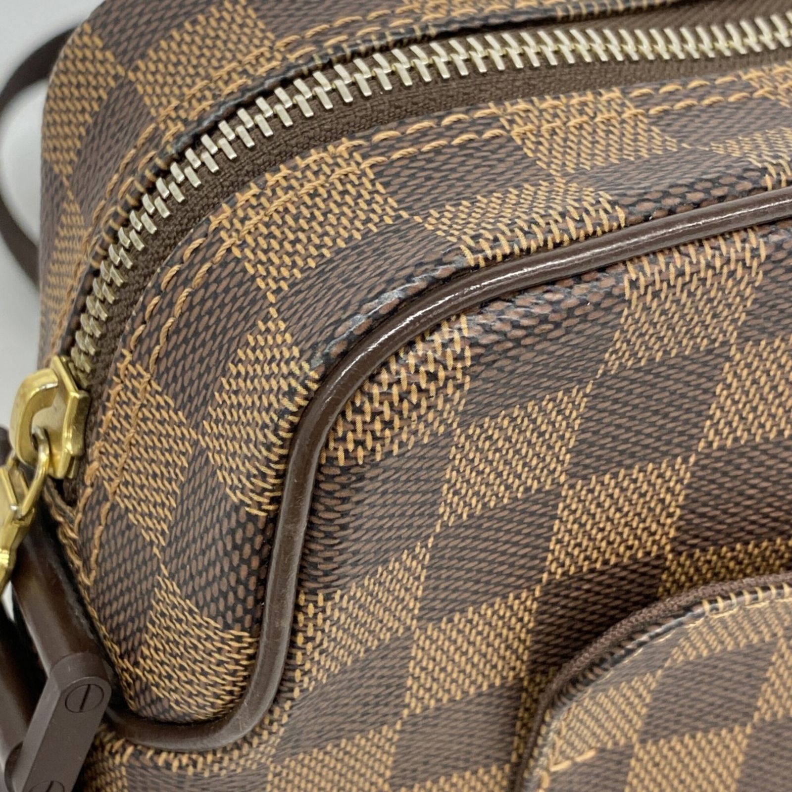 本物 ルイヴィトン LOUIS VUITTON LV オラフ PM ダミエ エベヌ ショルダーバッグ ポシェット ブラウン N41442 Olav ビトン バッグ 中古 超極美品 ルイヴィトン ダミエ エベヌ オラフPM ショルダーバッグ