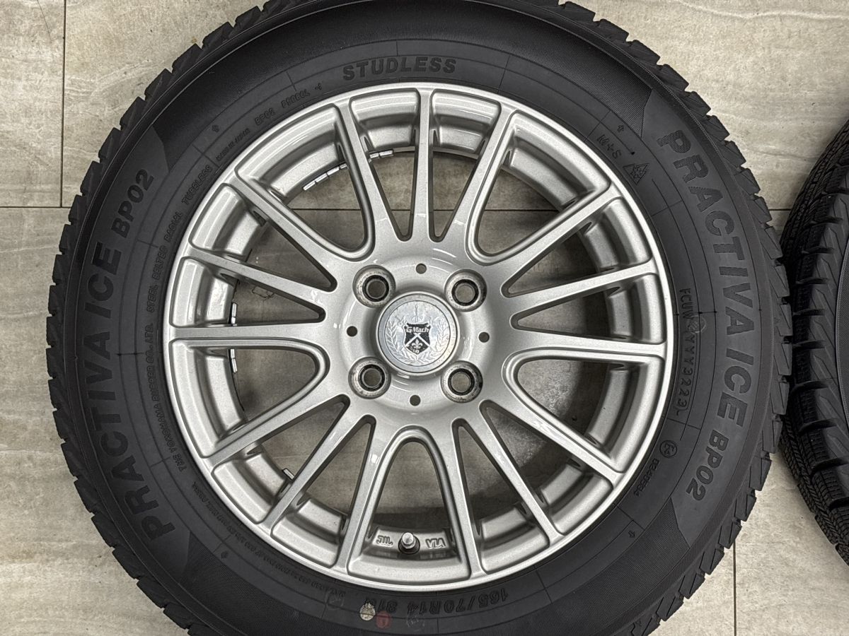 14インチ スタッドレス ホイール付き 2017年製 バリ溝 アクア 165 70 14 バリ溝】G-Mach 14in 5.5J +42 PCD100 PRACITVA ICE BP02 165/70R14