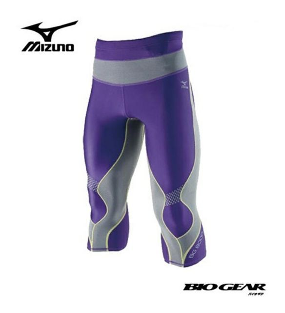 【ゆうパケットで送料無料！代金引換不可】MIZUNO ミズノ BG8000 バイオギアタイツ(セミロング) パープル×ライム[A60BP27767] ※配達日時指定不可商品です。