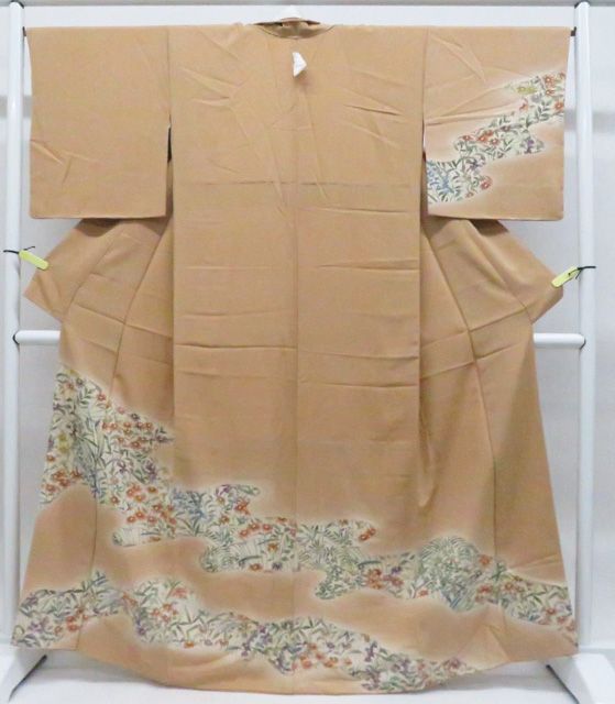 【京松】訪問着 一つ紋 しつけ付 未使用品 着物 正絹 身丈約163.5cm 裄丈約66.5cm kyo8z04-738