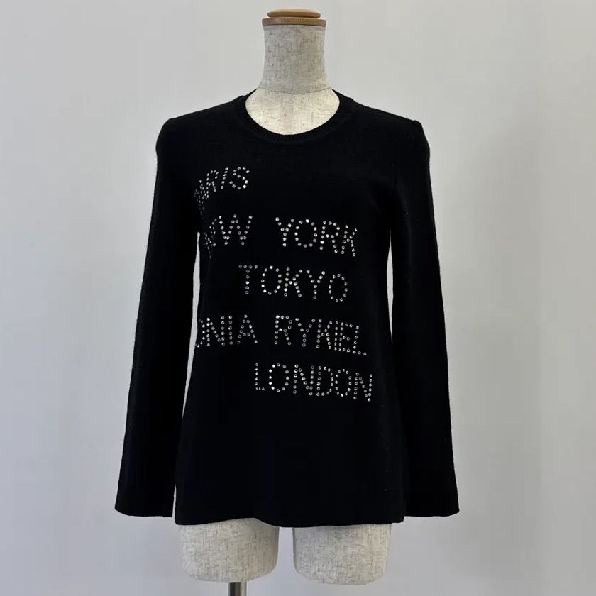 希少 SONIA RYKIEL ソニアリキエル ラインストーンロゴニット 38
