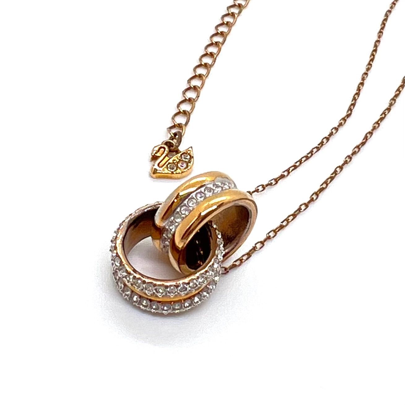 美品☆Swarovski スワロフスキー ネックレス further ダブルリング 