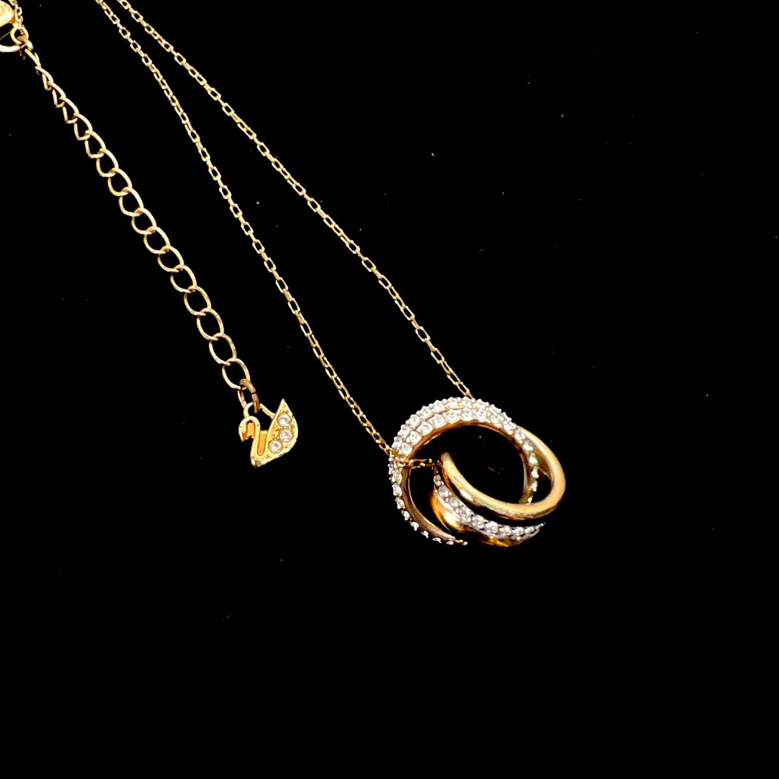 美品☆Swarovski スワロフスキー ネックレス further ダブルリング 