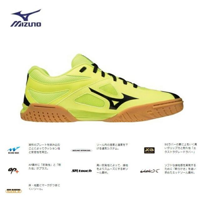 種類4：81GA191547/24.0cm MIZUNO(ミズノ) WAVE MEDAL 6(ウエーブメダル6) ブラック×ホワイト×イエロー 卓球シューズ (ユニセックス/男女兼用) [81GA191547]
