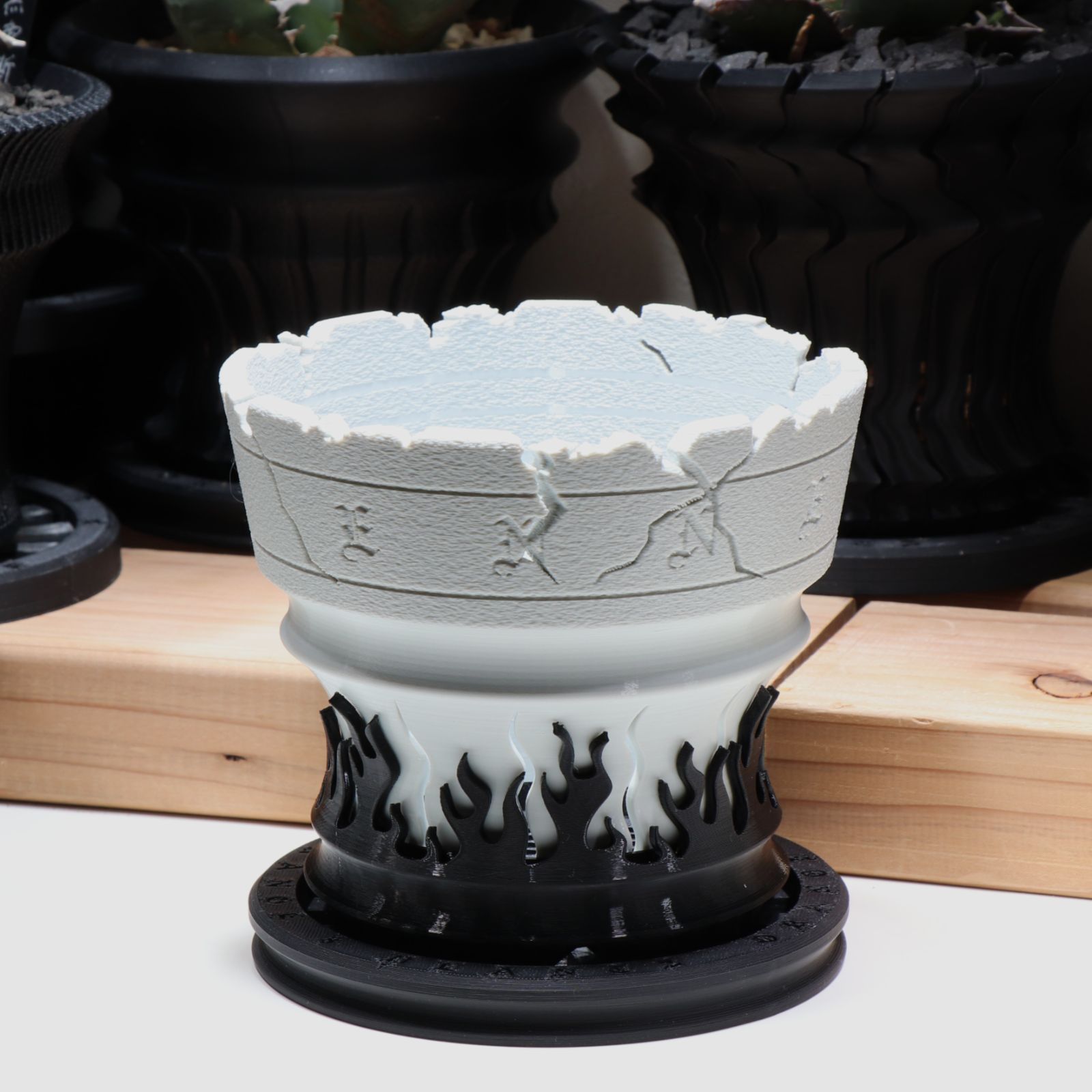 植木鉢　 5号鉢｜FogGray×Black｜炎影鉢 ENNEI（作家鉢・アガベ・多肉植物）