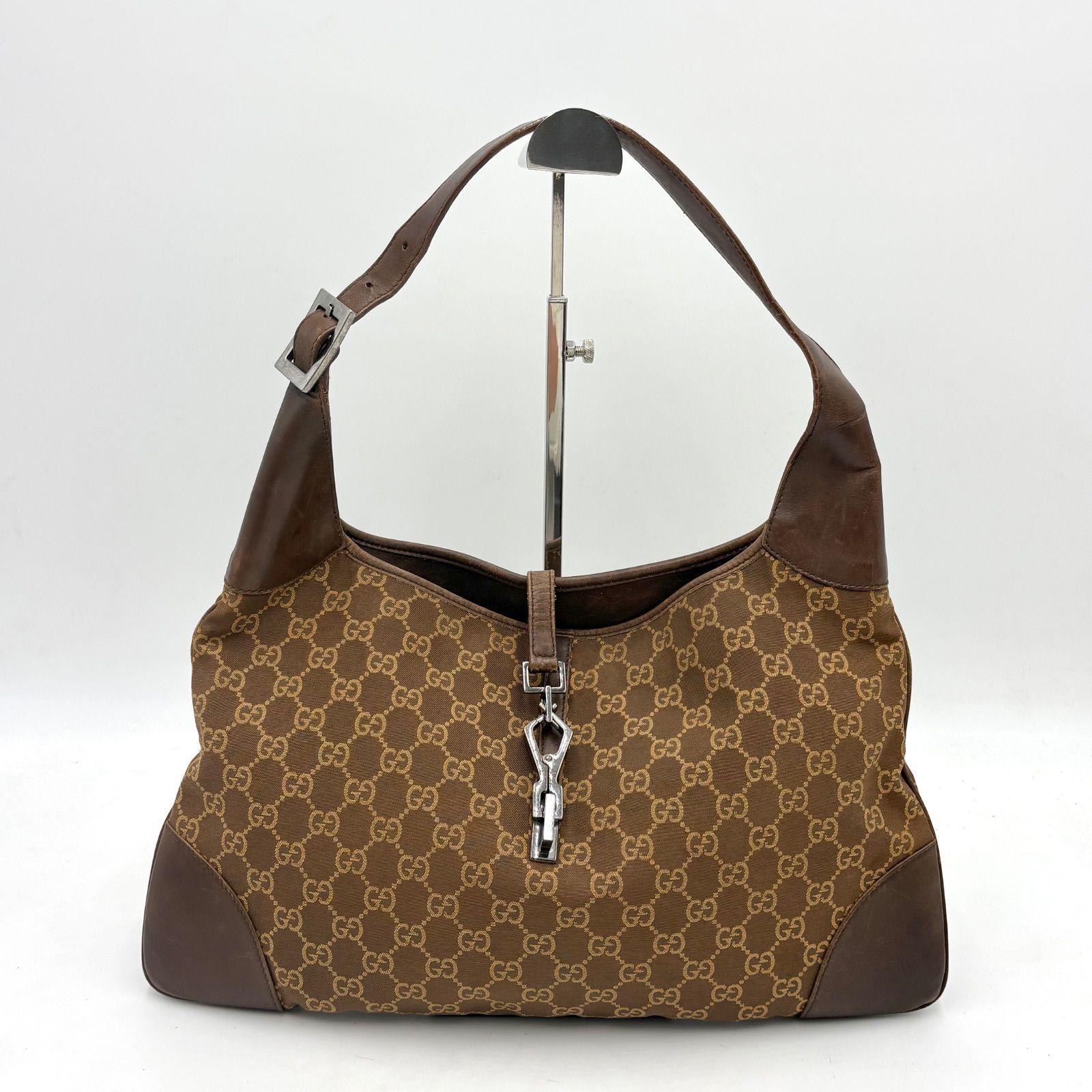 □□GUCCI グッチ ワンショルダーバッグ　GG ジャッキー カンデンスキー キャンバス×レザー 001・4075 ブラウン □□GUCCI グッチ ワンショルダーバッグ GG ジャッキー カンデンスキー