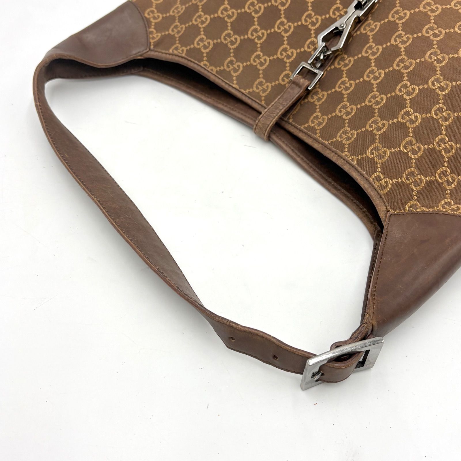 □□GUCCI グッチ ワンショルダーバッグ　GG ジャッキー カンデンスキー キャンバス×レザー 001・4075 ブラウン GUCCI グッチ カンデンスキー ジャッキー金具 GGキャンバス ショルダー