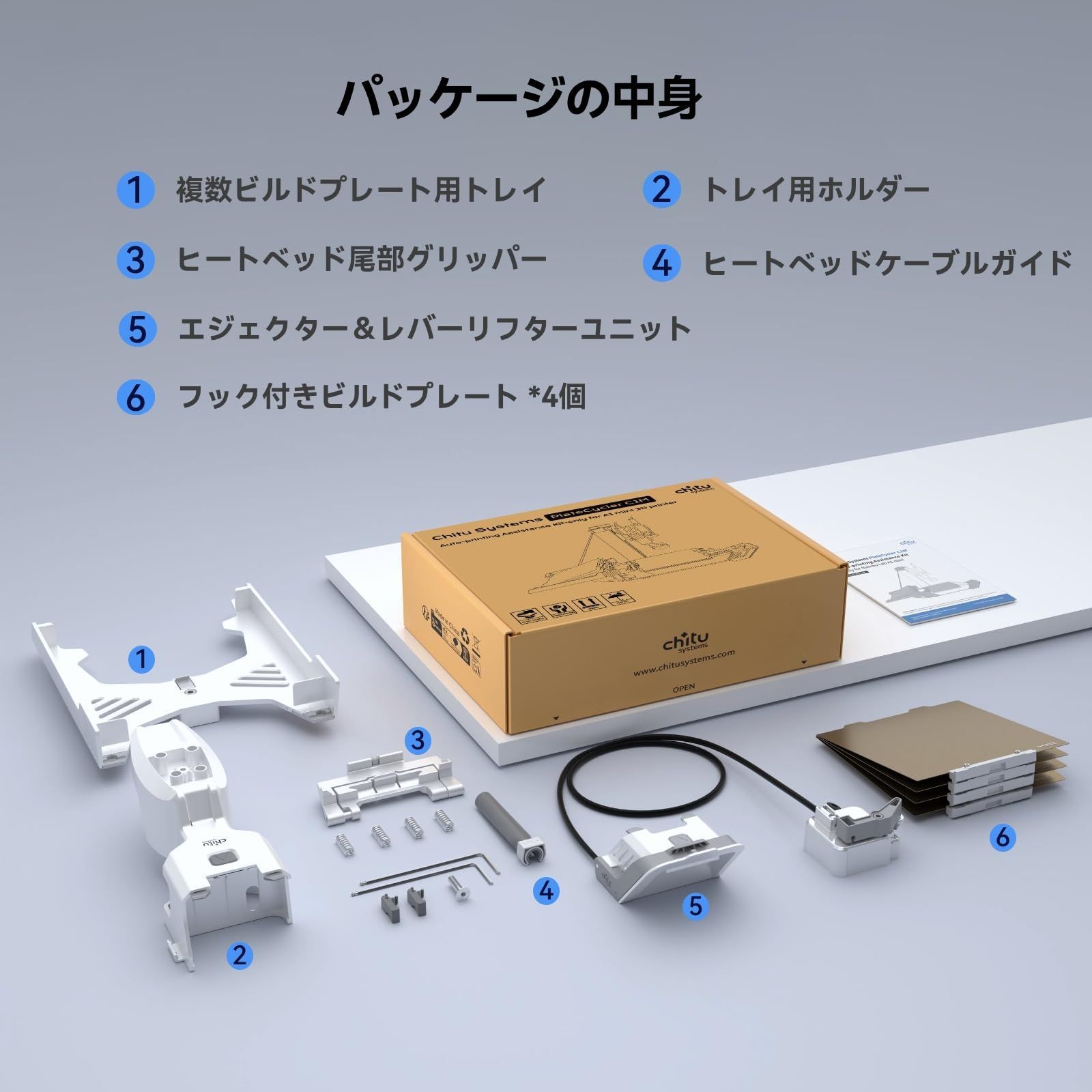 【数量限定】Lab A1 C1M、Bambu PlateCycler Mini用 Systems 自動プレート交換キット、最大10枚対応で待ち時間ゼロ、高温熱床から手を守り簡単連続印刷を実現、家族で楽しむバッチ制作を実現 Chitu