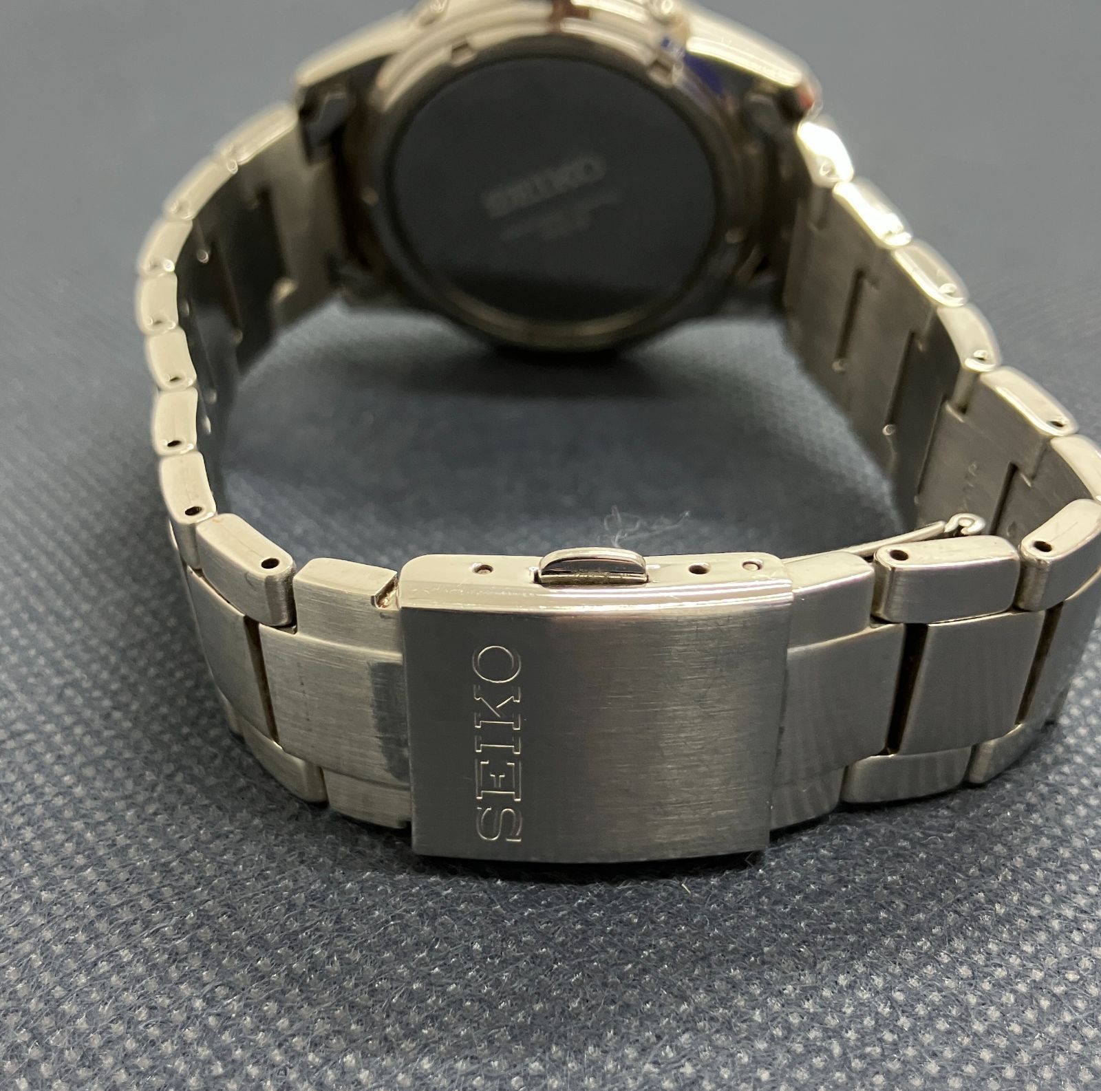 稼働品】SEIKO セイコー ソーラー電波時計 7B24 デイト 黒 メンズ 