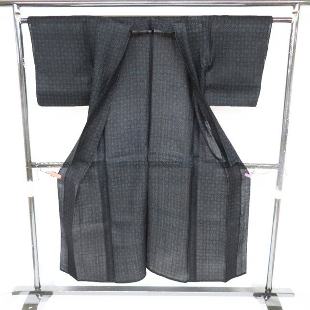 夏物 宮古上布 夏着物 着物 中古 苧麻 カジュアル 素材 材料 幾何学