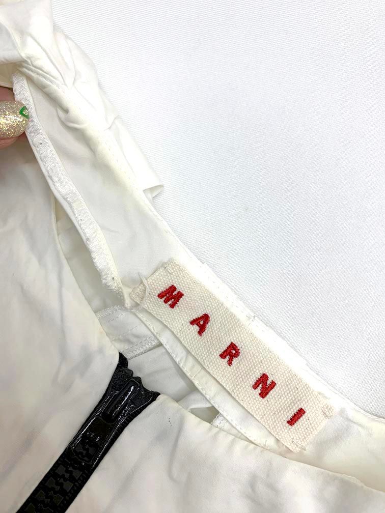 MARNI / マルニ | ルーシュ ギャザー ノースリーブシャツ | 38 | ホワイト | レディース MARNI - MARNI / マルニ | ルーシュ ギャザー ノースリーブシャツ | 38