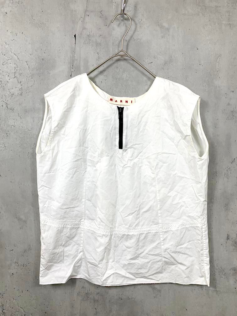 MARNI マルニ フロントジップ ギャザー ノースリーブ ブラウス シャツ
