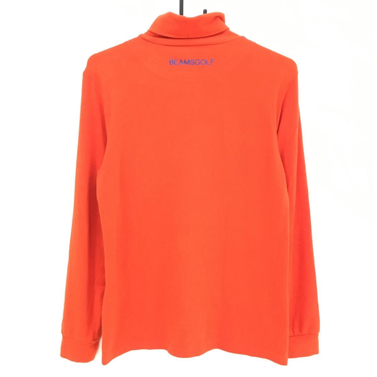 超美品】ビームスゴルフ 長袖タートルネックシャツ レッド×ブルー 表微