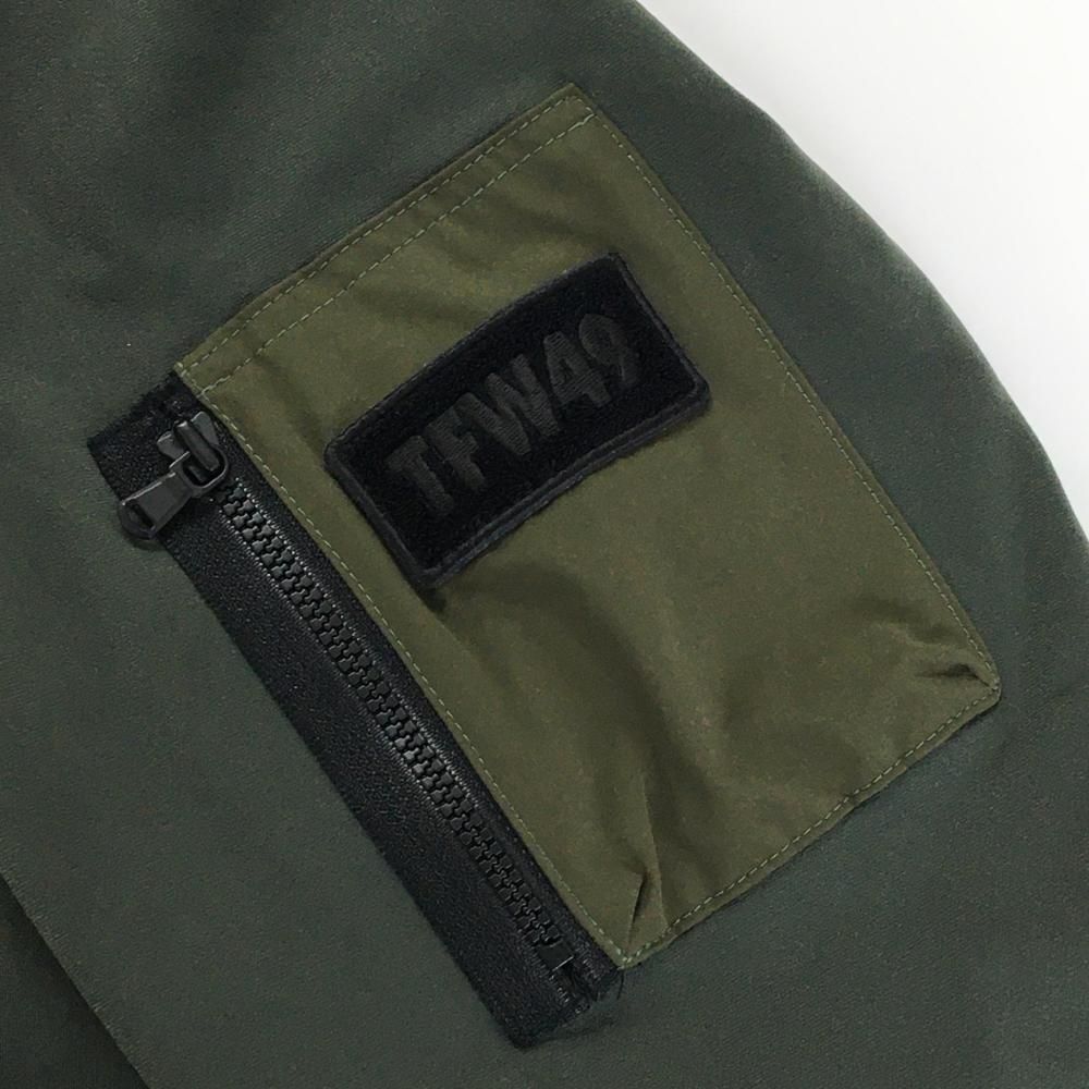 美品　TFW49 メンズ　ブルゾン　アウター　ジャケット M グリーン 美品】TFW49 ジャケット ダークグリーン 裏微起毛 ストレッチ ブルゾン