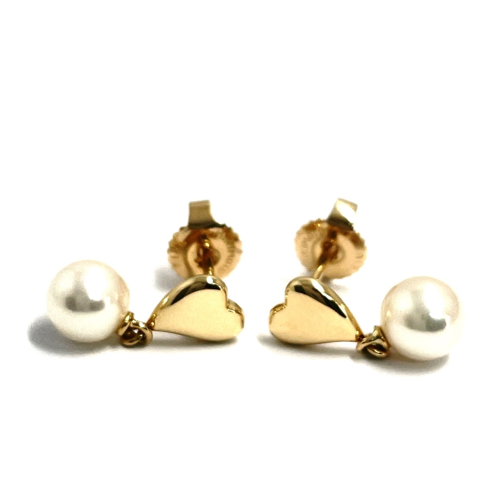 MIKIMOTO / ミキモト パールピアス ハート K18YG 5.9mm - メルカリ