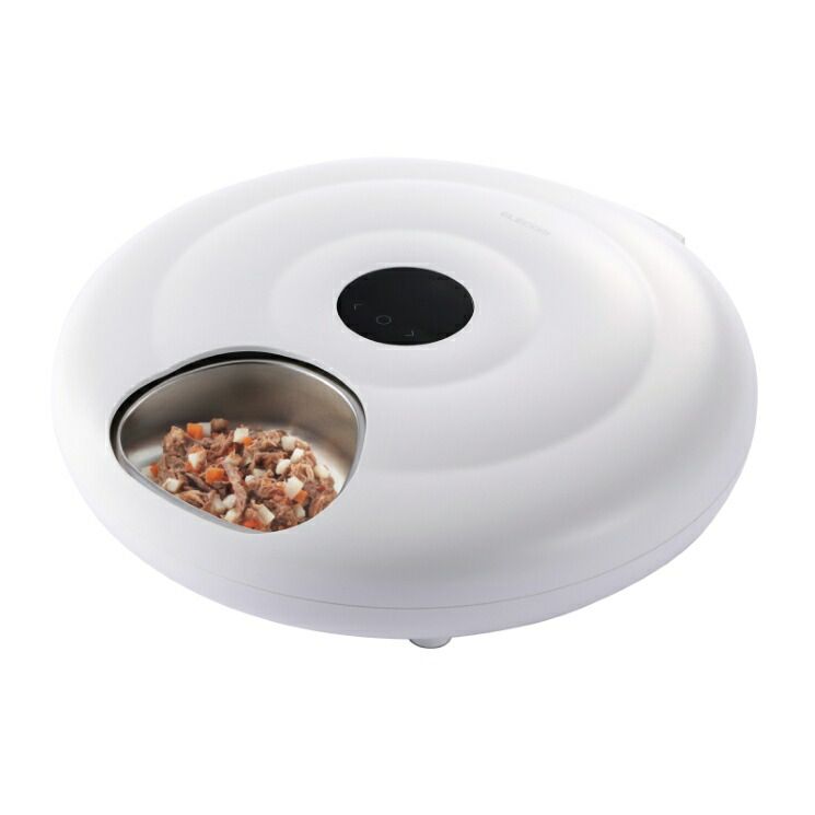 エレコム 自動給餌器 猫 犬 ウェット対応 6食 タイマー5分単位 24時間リピート 保冷アイスパック 食洗機対応 ステンレストレイ 充電式コードレス 約6カ月 ホワイト PET-AF07WH 【佐川急便にて5営業日以内発送】